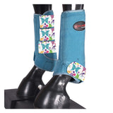 Hilason Western Horse Riding Butterfly Hind Rear Leg Protection Sports Boot Pair Turquoise