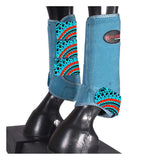 Hilason Western Horse Riding Scalloped Hind Rear Leg Protection Sports Boot Pair Turquoise