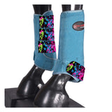 Hilason Western Horse Riding Splatter Hind Rear Leg Protection Sports Boot Pair Turquoise