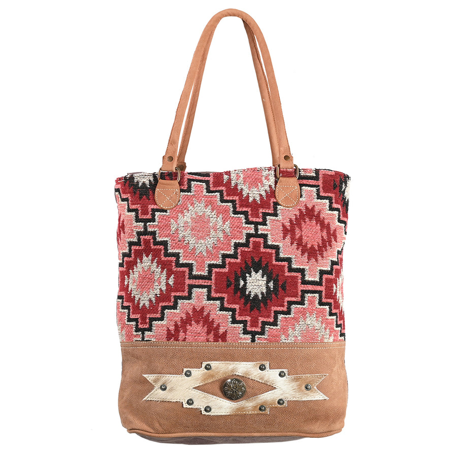 OHLAY OHV264 TOTE Upcycled Wool Canvas Hair-on Genuine Leather women by Hilason – Cowboy and equestrian accessories