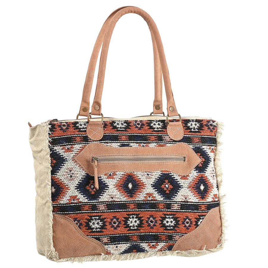 OHLAY OHV266 TOTE Upcycled Wool Canvas Genuine Leather women bag by Hilason – Cowboy and equestrian accessories