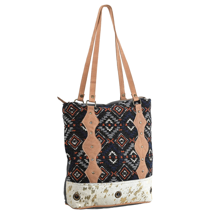 OHLAY OHV267 TOTE Upcycled Wool Canvas Hair-on Genuine Leather women by Hilason – Cowboy and equestrian accessories