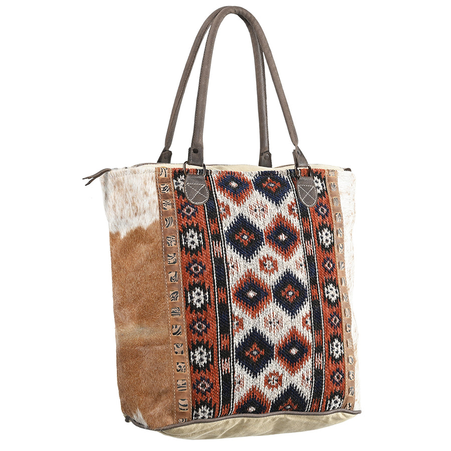 OHLAY OHV268 TOTE Upcycled Wool Canvas Embossed Hair-on Genuine by Hilason – Cowboy and equestrian accessories