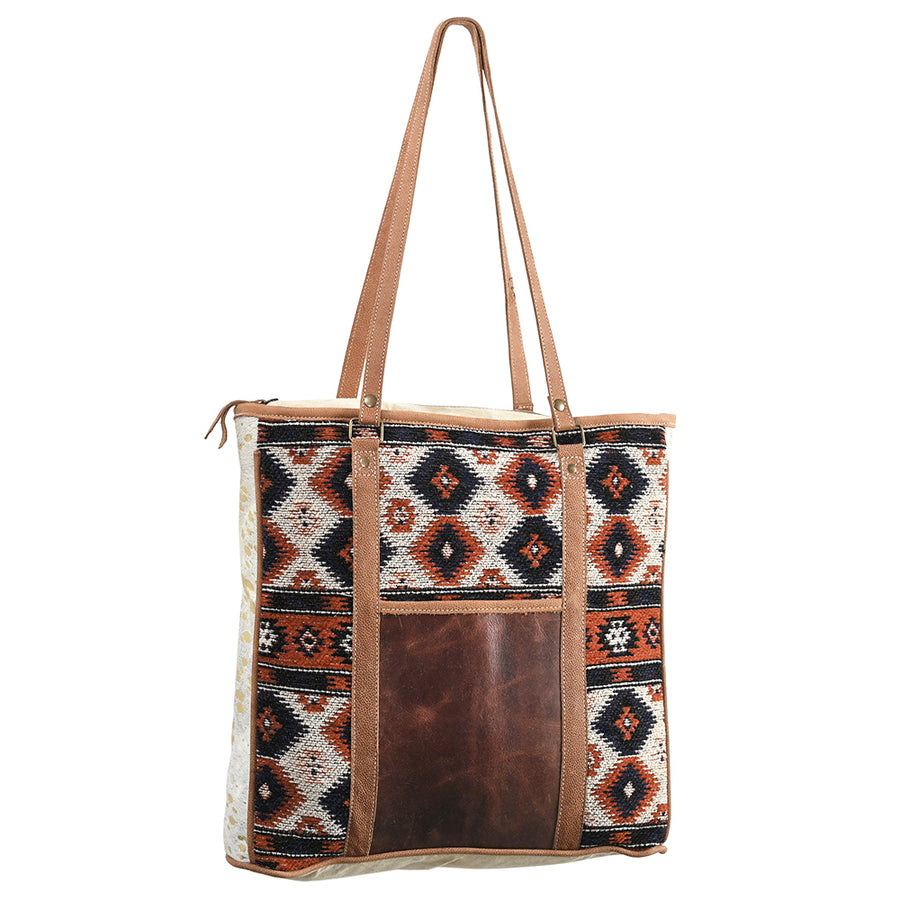 OHLAY OHV269 TOTE Upcycled Wool Canvas Hair-on Genuine Leather women by Hilason – Cowboy and equestrian accessories