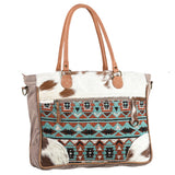 OHLAY OHV273 TOTE Upcycled Wool Canvas Hair-on Genuine Leather women by Hilason – Cowboy and equestrian accessories