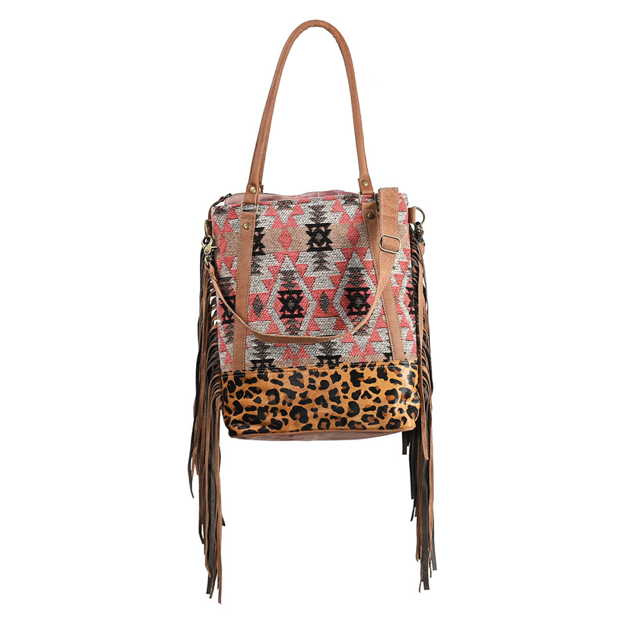 OHLAY OHV275 TOTE Upcycled Wool Canvas Hair-on Genuine Leather women by Hilason – Cowboy and equestrian accessories