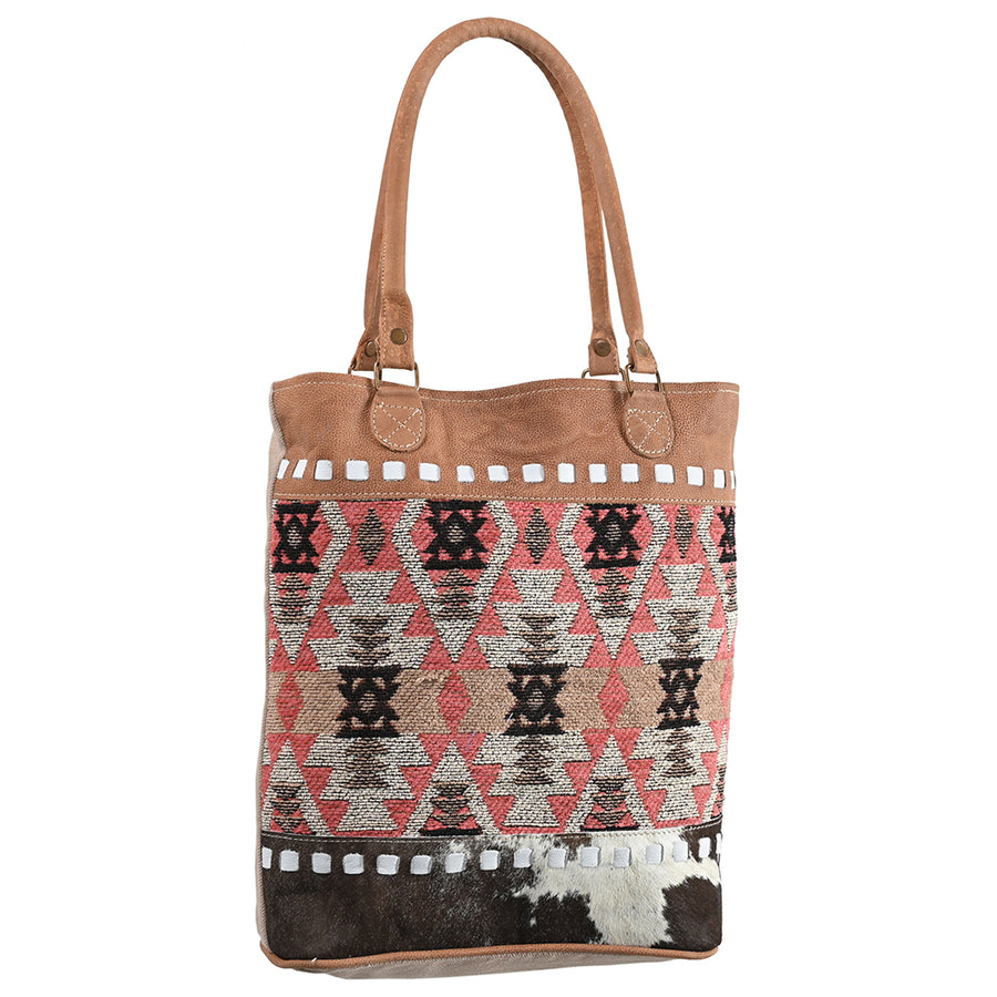 OHLAY OHV277 TOTE Upcycled Wool Canvas Hair-on Genuine Leather women by Hilason – Cowboy and equestrian accessories