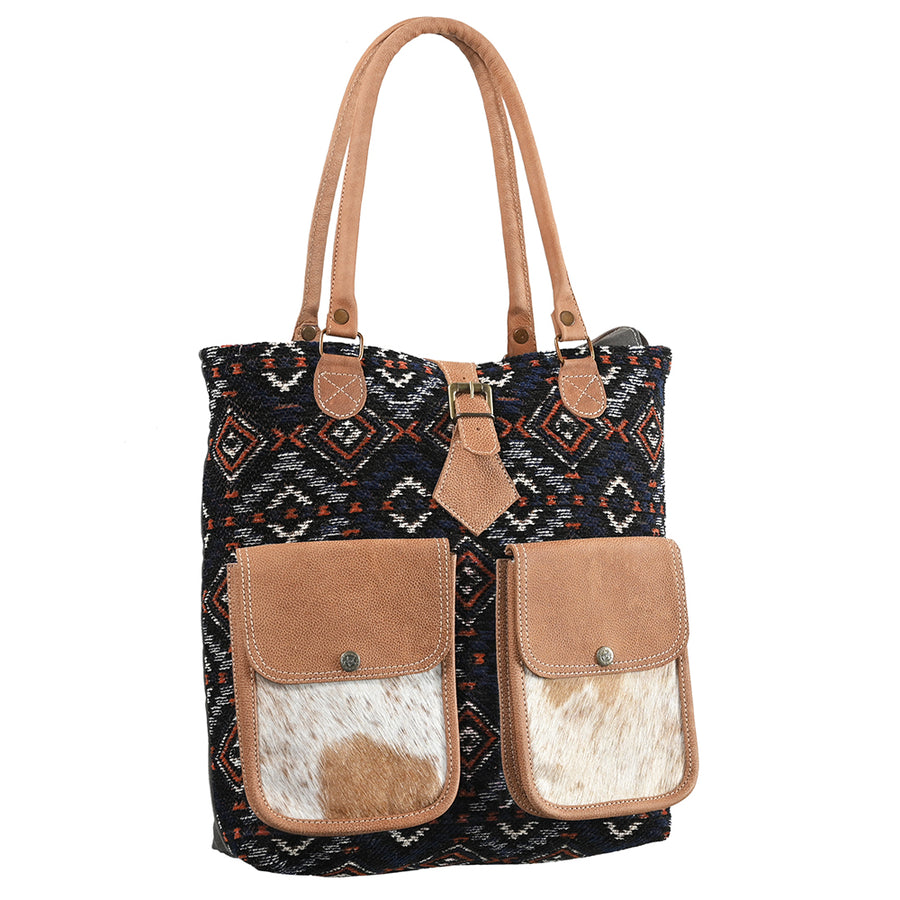 OHLAY OHV284 TOTE Upcycled Wool Canvas Hair-on Genuine Leather women by Hilason – Cowboy and equestrian accessories