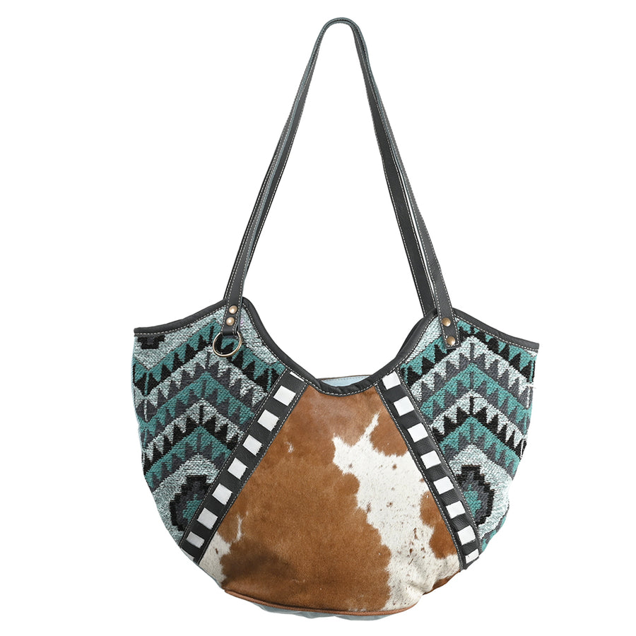 OHLAY OHV286 TOTE Upcycled Wool Canvas Hair-on Genuine Leather women by Hilason – Cowboy and equestrian accessories