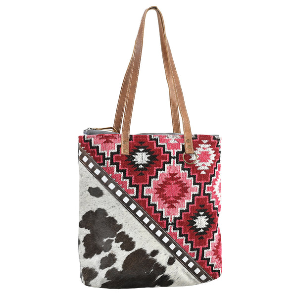 OHLAY OHV292 TOTE Upcycled Wool Canvas Hair-on Genuine Leather women by Hilason – Cowboy and equestrian accessories