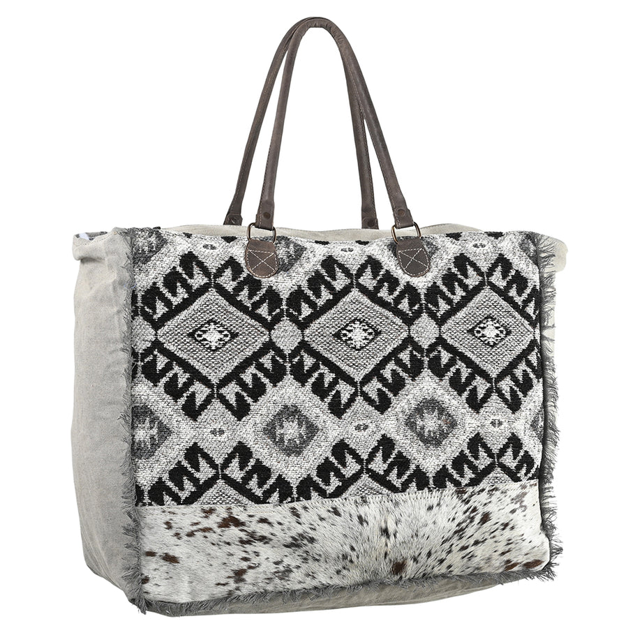 OHLAY WEEKENDER Upcycled Wool Upcycled Canvas Hair-on Genuine Leather women bag western handbag purse - Uhorse