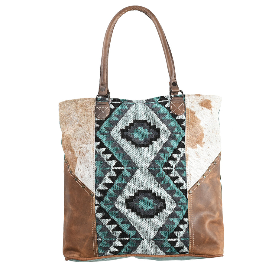 OHLAY OHV297 TOTE Upcycled Wool Canvas Hair-on Genuine Leather women by Hilason – Cowboy and equestrian accessories