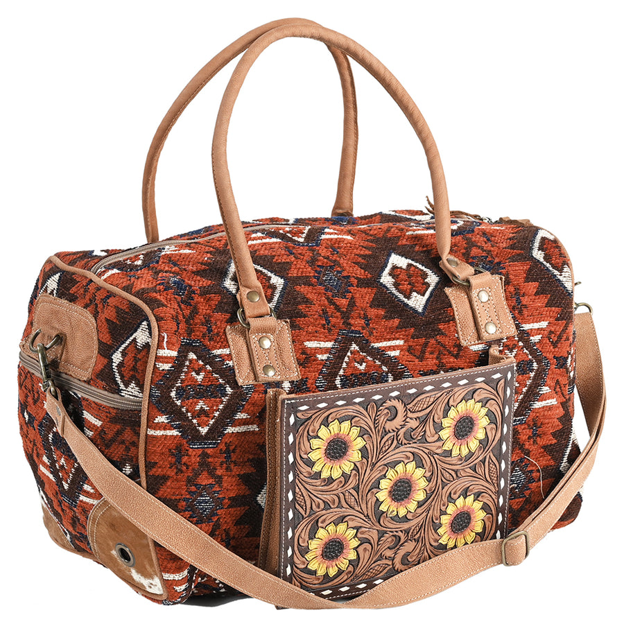 OHLAY OHV305 DUFFEL Hand Tooled Upcycled Wool Hair-on Genuine Leather by Hilason – Cowboy and equestrian accessories