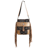 OHLAY OHV318 Cross Body Embossed Upcycled Wool Upcycled Canvas Hair-On Genuine Leather women bag western handbag purse