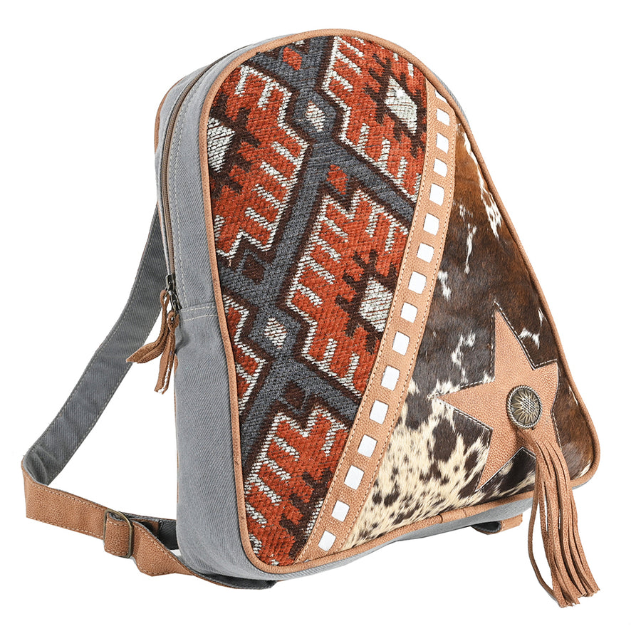 OHLAY American Luxury Man,Women Backpack Upcycled Wool Upcycled Canvas Hair-On Genuine Leather Bag - Uhorse