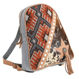 OHLAY American Luxury Man,Women Backpack Upcycled Wool Upcycled Canvas Hair-On Genuine Leather Bag - Uhorse