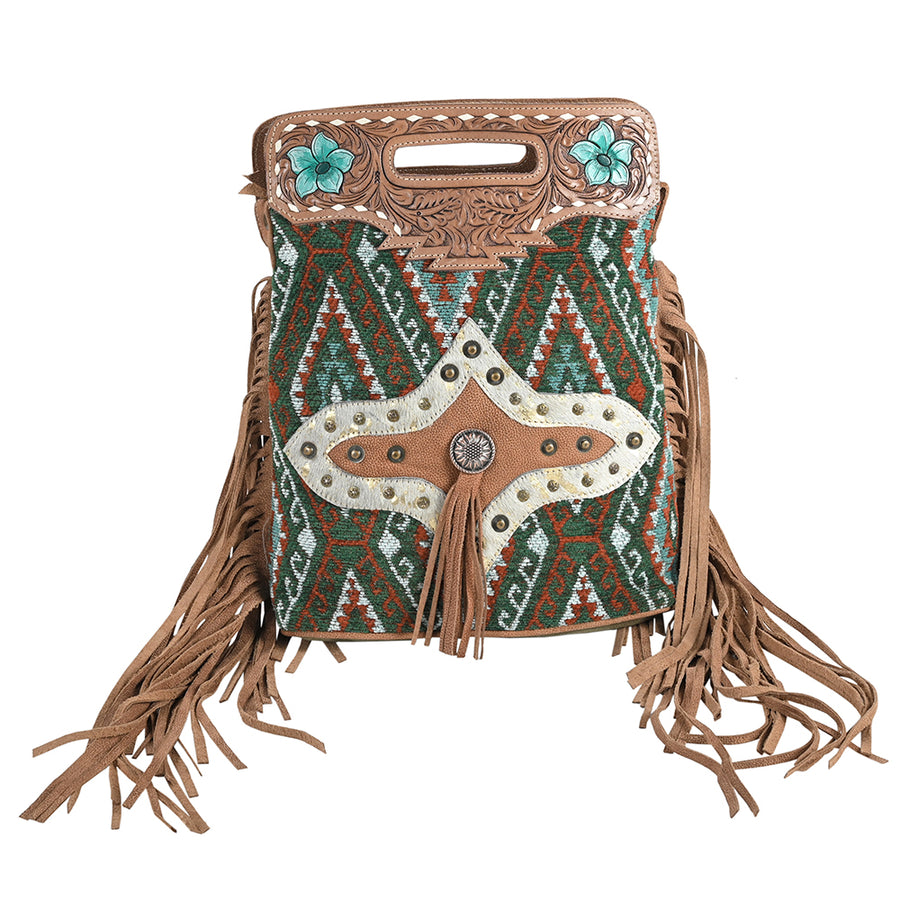 OHLAY OHV331 Cross Body Hand Tooled Upcycled Wool Upcycled Canvas by Hilason – Cowboy and equestrian accessories