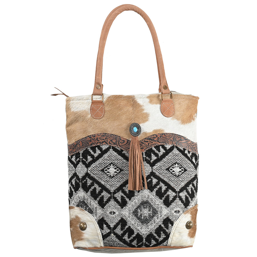 OHLAY OHV333 TOTE Upcycled Wool Canvas Embossed Hair-on Genuine by Hilason – Cowboy and equestrian accessories