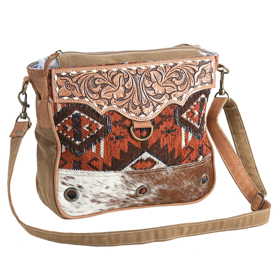 OHLAY OHV348 Cross Body Hand Tooled Upcycled Wool Upcycled Canvas by Hilason – Cowboy and equestrian accessories