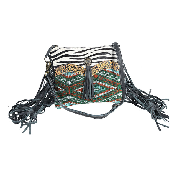 Ohlay Bags OHV355 Small Crossbody Upcycled Wool Embossed Hair-On by Hilason – Cowboy and equestrian accessories