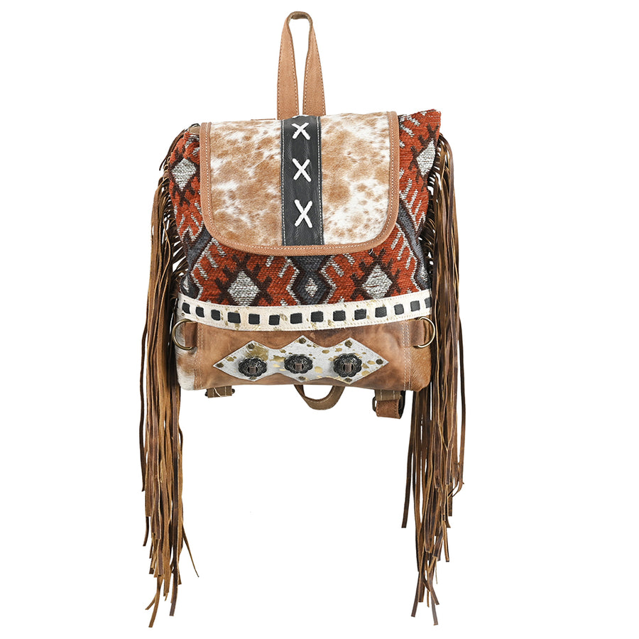 OHLAY American Luxury Man,Women Style Upcycled Wool Upcycled Canvas Hair-On Genuine Leather Backpack Bag - Uhorse