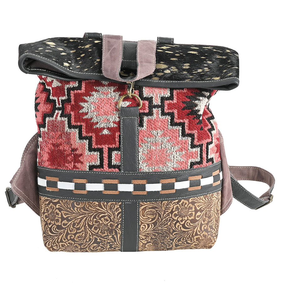 OHLAY OHV374 Backpack Embossed Upcycled Wool Canvas Hair-On Genuine by Hilason – Cowboy and equestrian accessories