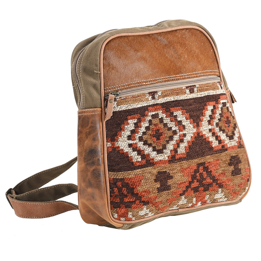 OHLAY OHV375 Backpack Upcycled Wool Canvas Hair-On Genuine Leather by Hilason – Cowboy and equestrian accessories
