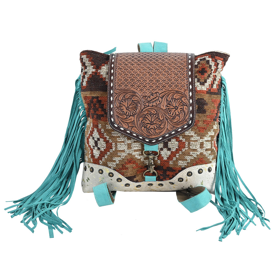 OHLAY OHV377 Backpack Hand Tooled Upcycled Wool Canvas Hair-On Genuine by Hilason – Cowboy and equestrian accessories