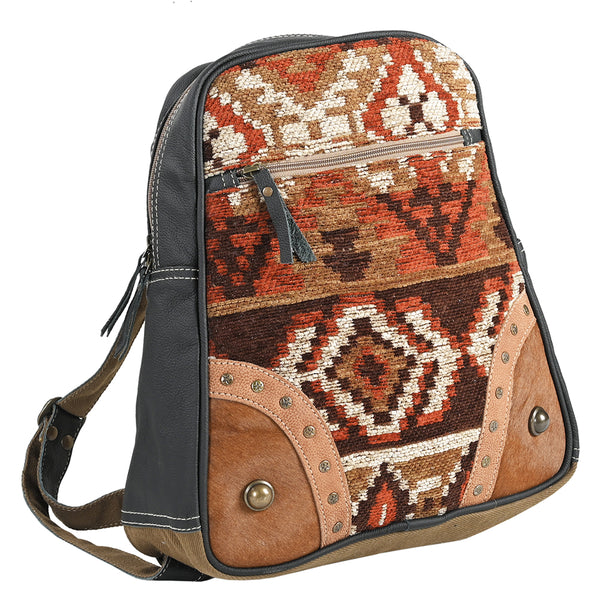 OHLAY OHV379 Backpack Upcycled Wool Canvas Hair-On Genuine Leather by Hilason – Cowboy and equestrian accessories