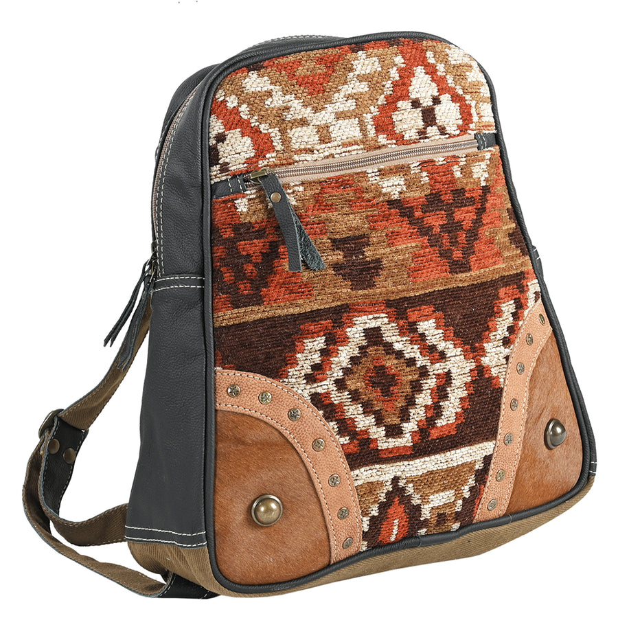 OHLAY OHV379 Backpack Upcycled Wool Canvas Hair-On Genuine Leather by Hilason – Cowboy and equestrian accessories