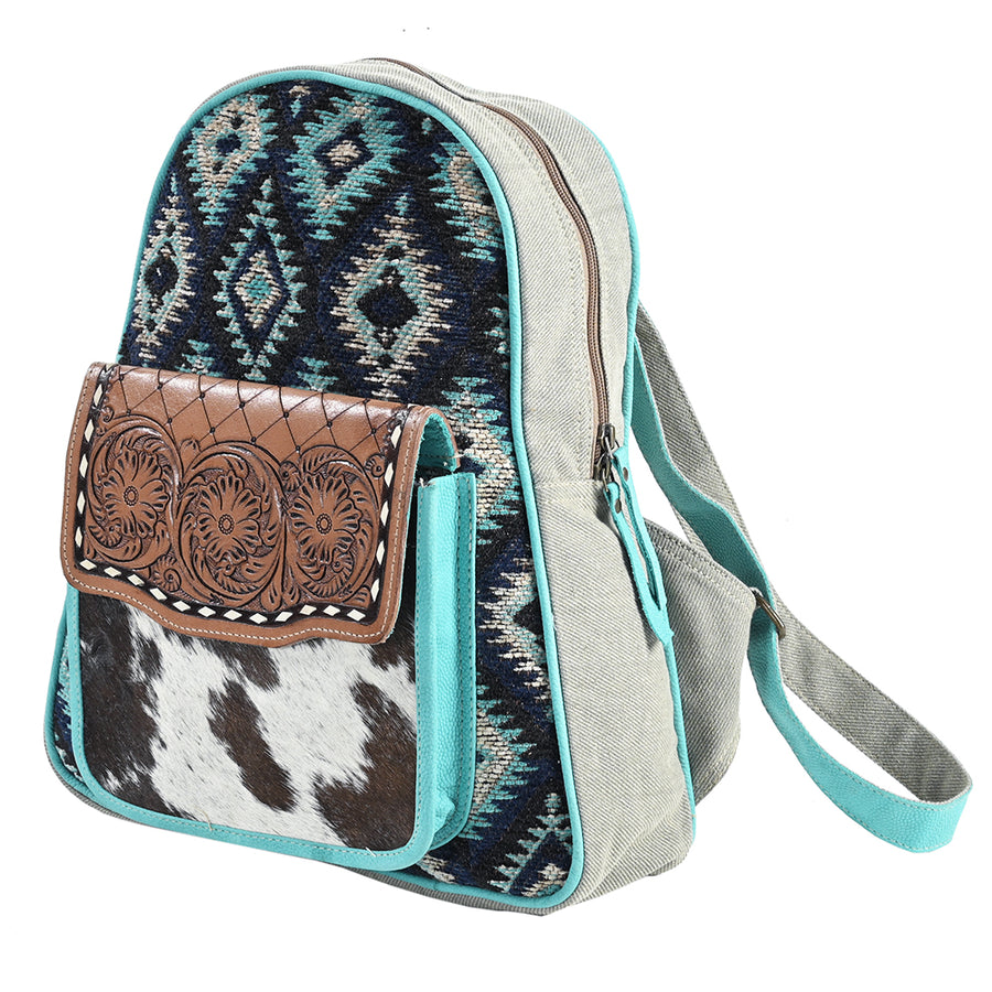 OHLAY OHV384 Backpack Hand Tooled Upcycled Wool Canvas Hair-On Genuine by Hilason – Cowboy and equestrian accessories