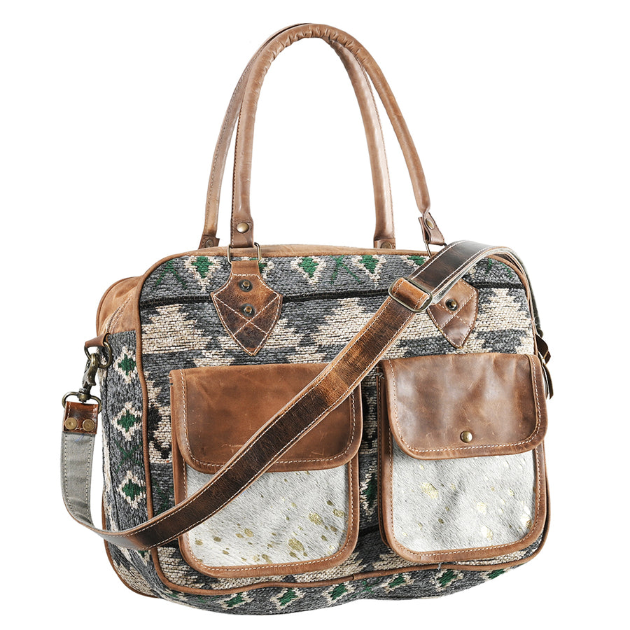 Ohlay Bags OHV386 Briefcase Upcycled Wool Canvas Hair-On Genuine by Hilason – Cowboy and equestrian accessories