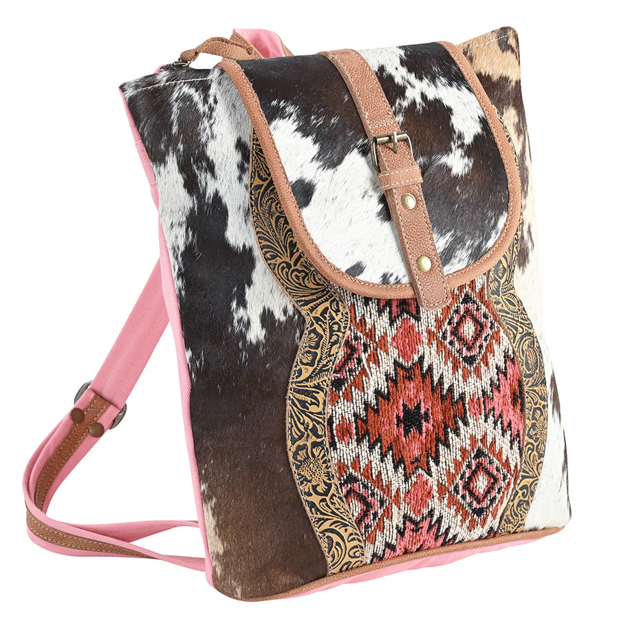 OHLAY OHV387 Backpack Embossed Upcycled Wool Canvas Hair-On Genuine by Hilason – Cowboy and equestrian accessories