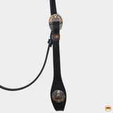 Hilason Western Horse Genuine Leather Headstall Bridle Engraved GS Concho Black