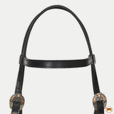 Hilason Western Horse Genuine Leather Headstall Bridle Engraved GS Concho Black