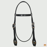 Hilason Western Horse Genuine Leather Headstall Bridle Engraved GS Concho Black