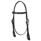 Hilason Western Horse Genuine Leather Headstall Bridle Engraved GS Concho Black