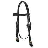 Hilason Western Horse Genuine Leather Headstall Bridle Engraved GS Concho Black