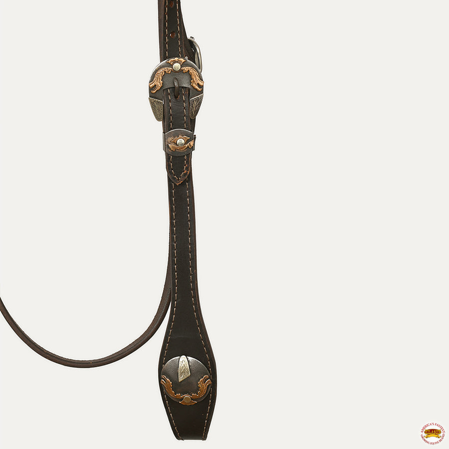 Hilason Western Horse Genuine Leather Headstall Bridle Engraved German Silver Concho Brown