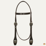 Hilason Western Horse Genuine Leather Headstall Bridle Engraved GS Concho Brown