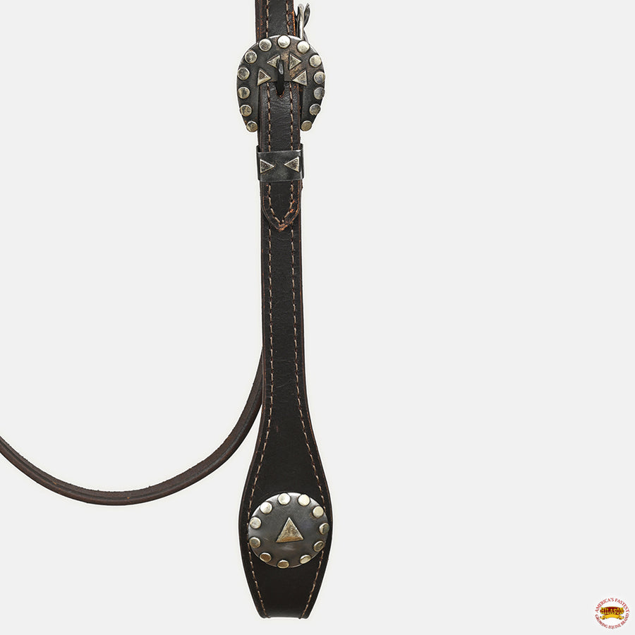 Hilason Western Horse Genuine Leather Headstall Bridle Engraved German Silver Concho Brown