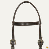 Hilason Western Horse Genuine Leather Headstall Bridle Engraved GS Concho Brown