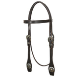 Hilason Western Horse Genuine Leather Headstall Bridle Engraved GS Concho Brown