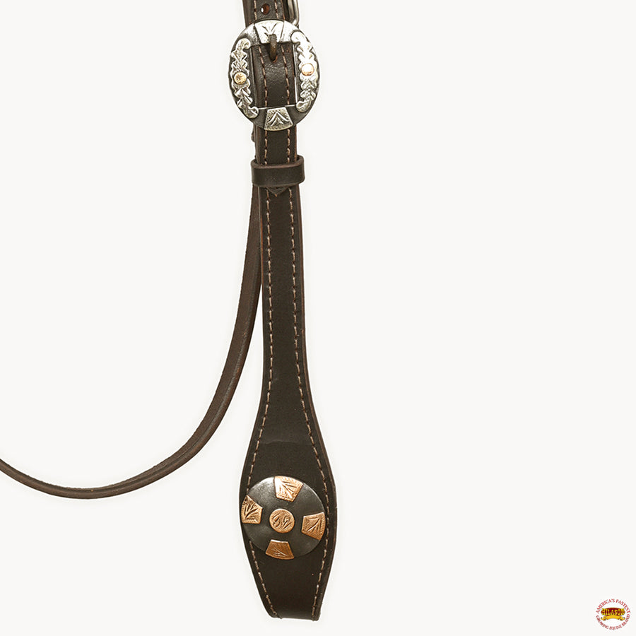 Hilason Western Horse Genuine Leather Headstall Bridle Engraved German Silver Concho Brown