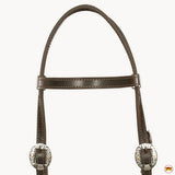 Hilason Western Horse Genuine Leather Headstall Bridle Engraved GS Concho Brown