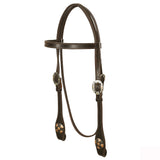 Hilason Western Horse Genuine Leather Headstall Bridle Engraved GS Concho Brown