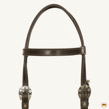 Hilason Western Horse Genuine Leather Headstall Bridle Engraved GS Concho Brown