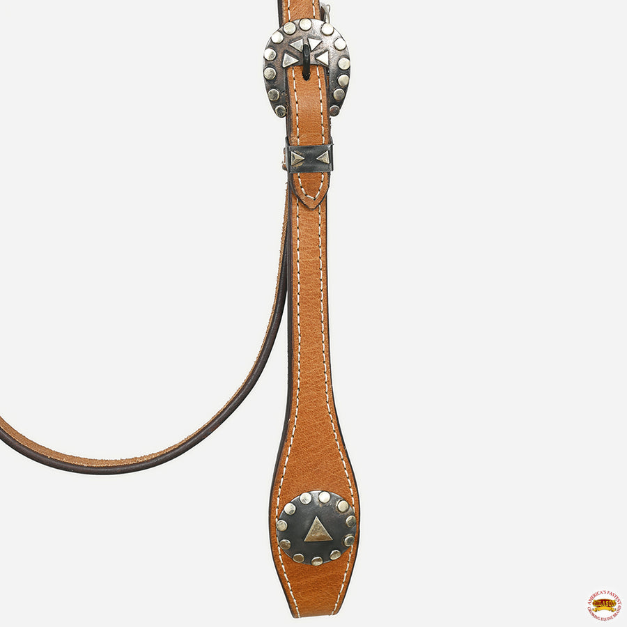 Hilason Western Horse Genuine Leather Headstall Bridle Engraved German Silver Concho Chestnut