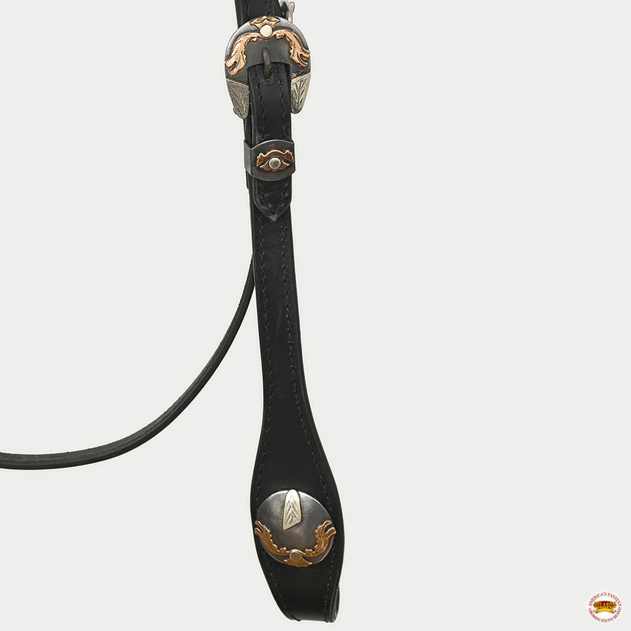 Hilason Western Horse Genuine Leather Headstall Bridle Engraved GS Concho Black