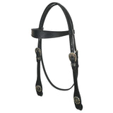 Hilason Western Horse Genuine Leather Headstall Bridle Engraved GS Concho Black